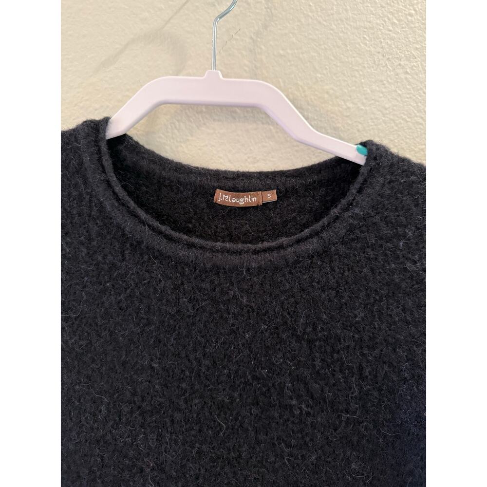 J McLaughlin Black Merino Wool Baby Alpaca Pullover Ribbon Tie Sweater Sz S - Picture 3 of 7